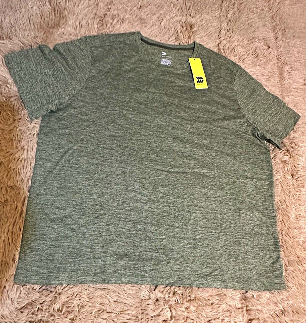 All in Motion Men’s Stretch Crew Neck Short Sleeve T-Shirt XL Green Heathered